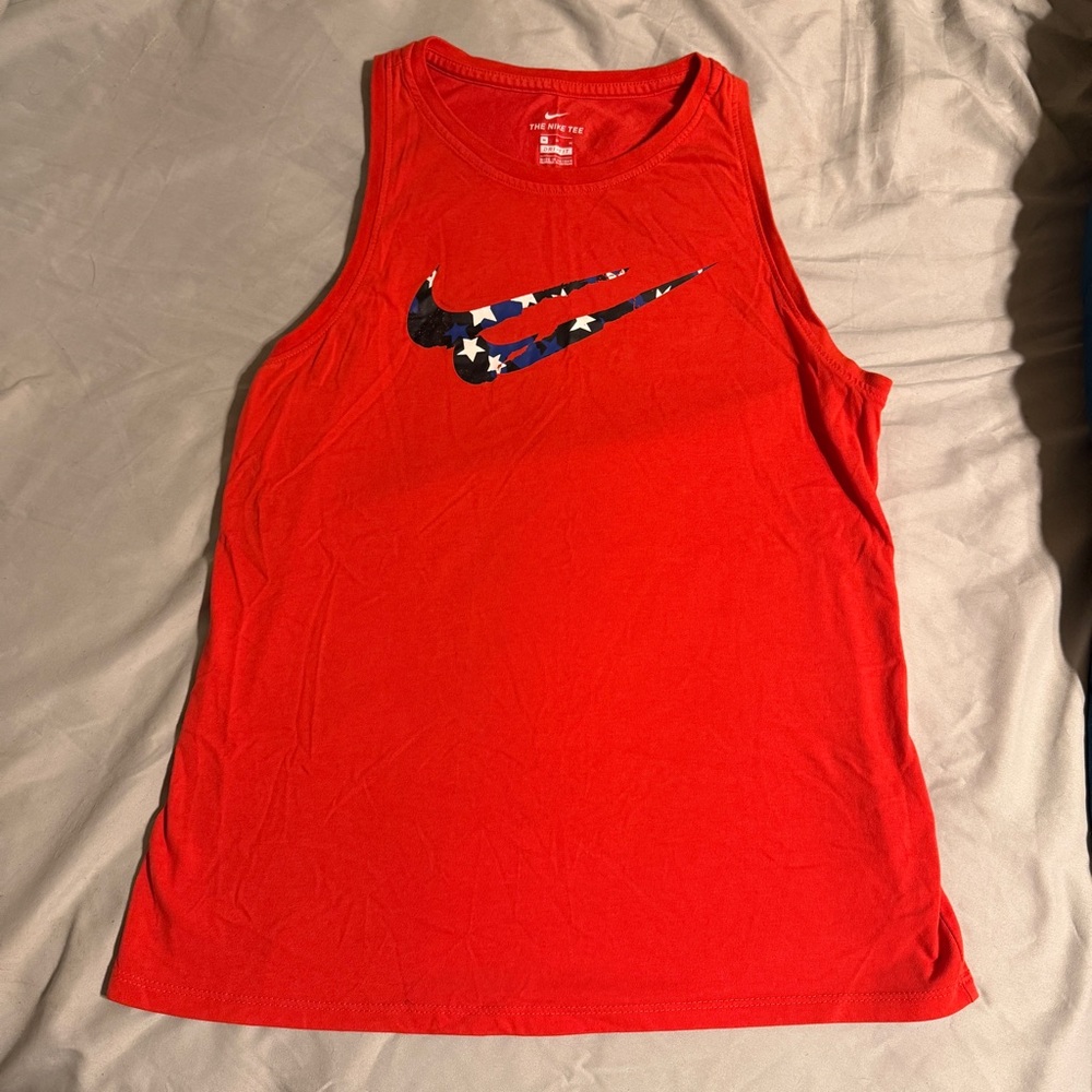 Nike Red Muscle Tee with Starry Swoosh